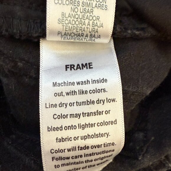 Frame Le High Straight Leg Denim Jeans Womens 26 Molony Black Distressed Raw Hem - Picture 16 of 16